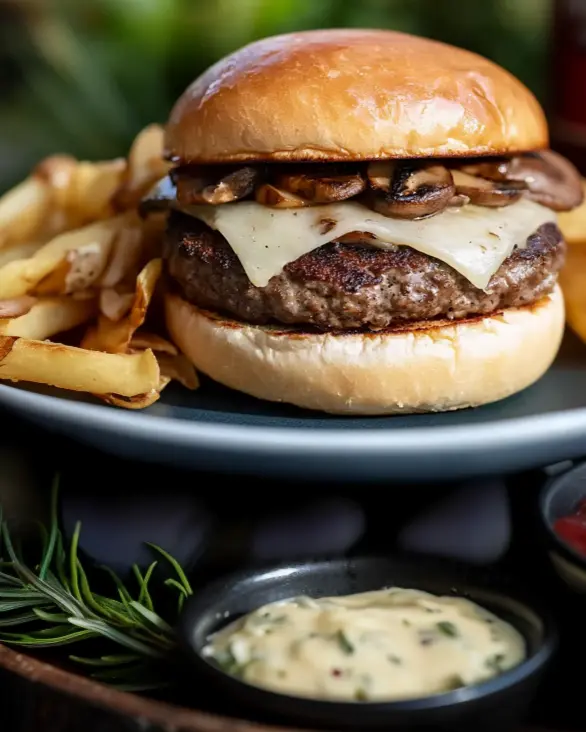 mushroom swiss burger