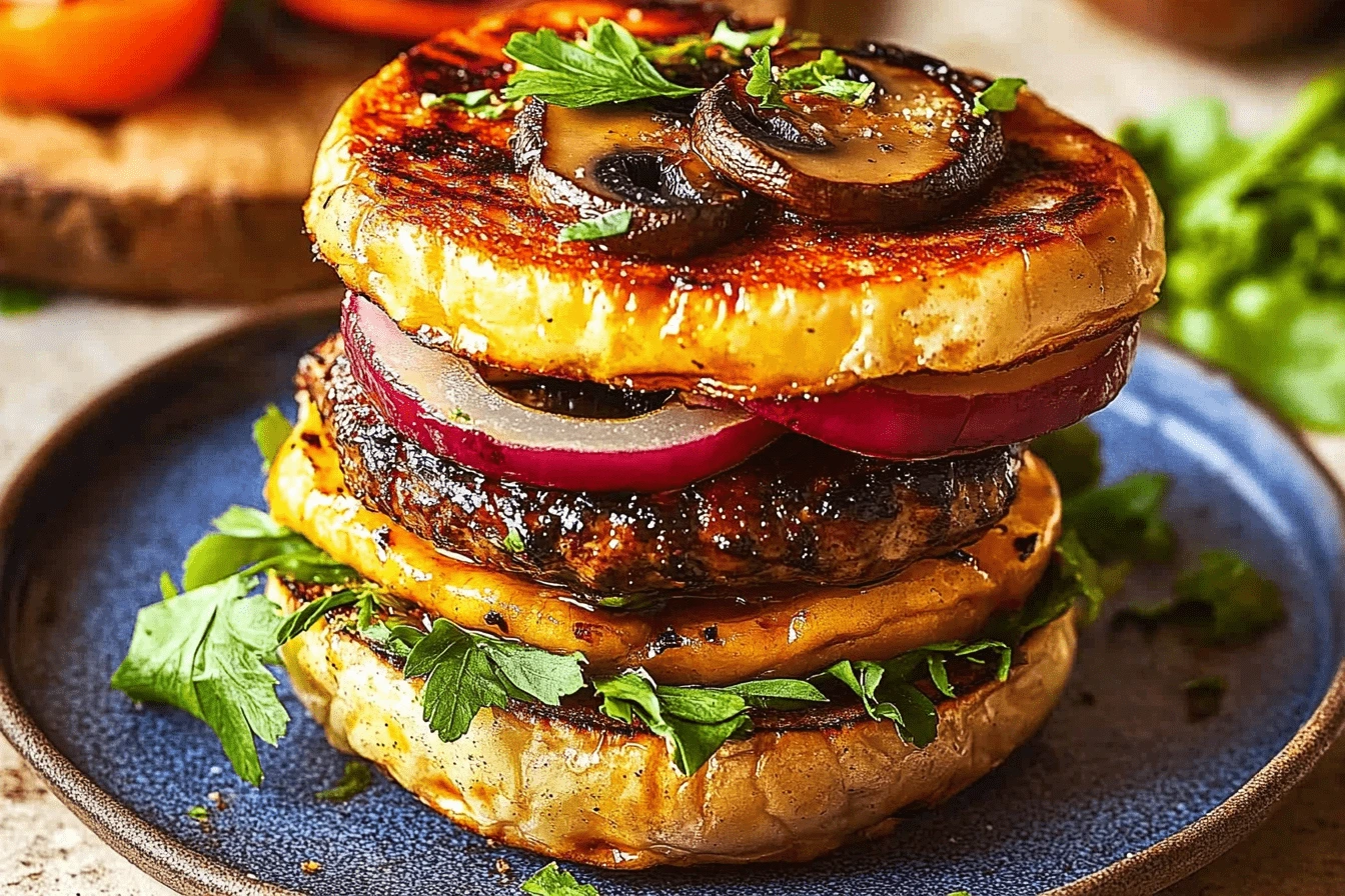 mushroom halloumi burger