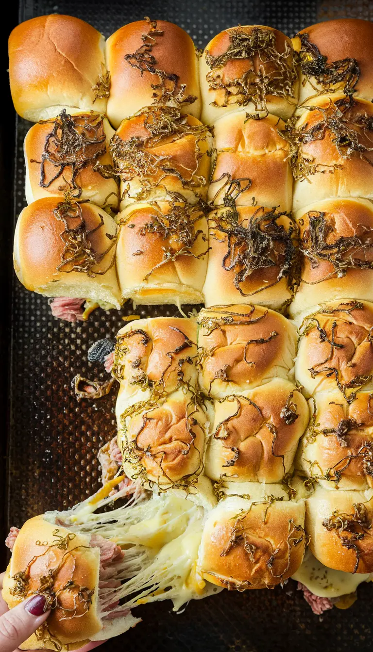 juicy philly cheesesteak sliders image