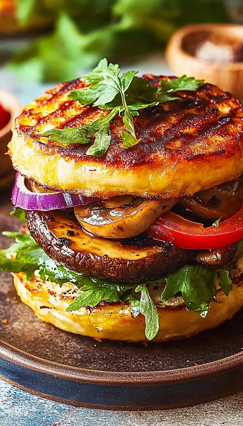 mushroom halloumi burger