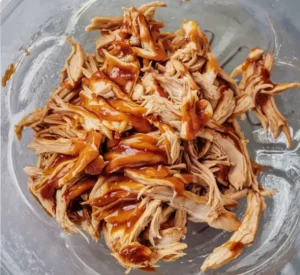 shredded chicken with BBQ sauce